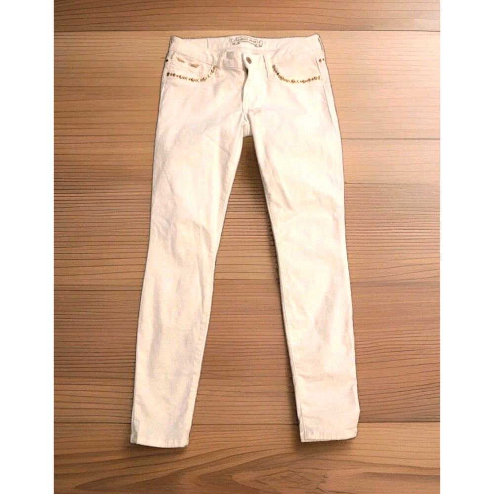 Robins Marilyn Vintage White Studded Gold Angel Wings Jeans Women’s 33